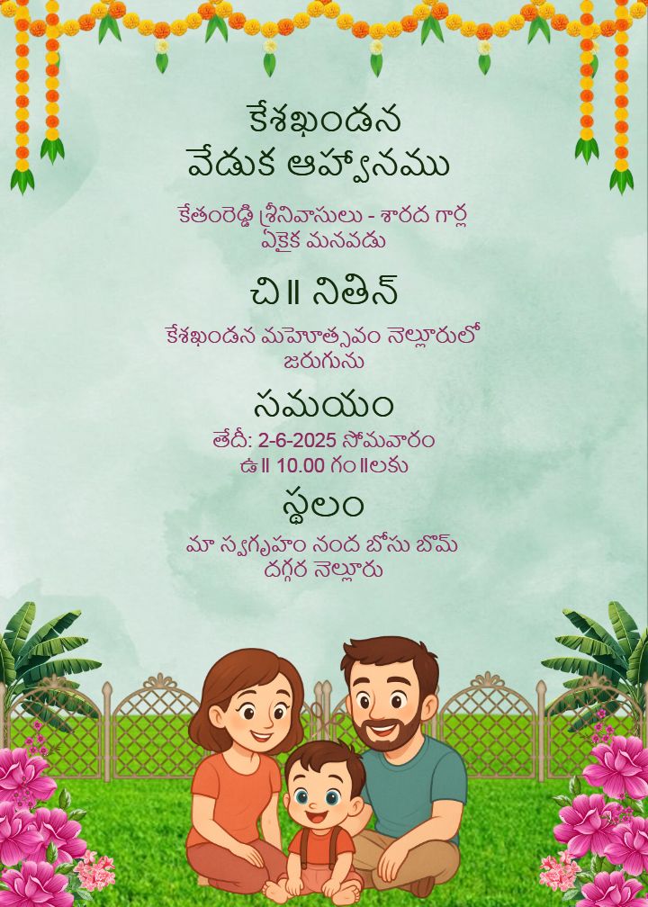 Telugu Mundan Card for WhatsApp Sharing Free
