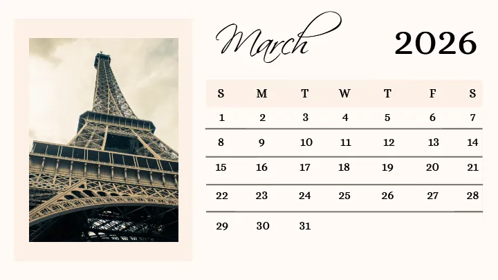 2026 calendar images with modern travel photo design