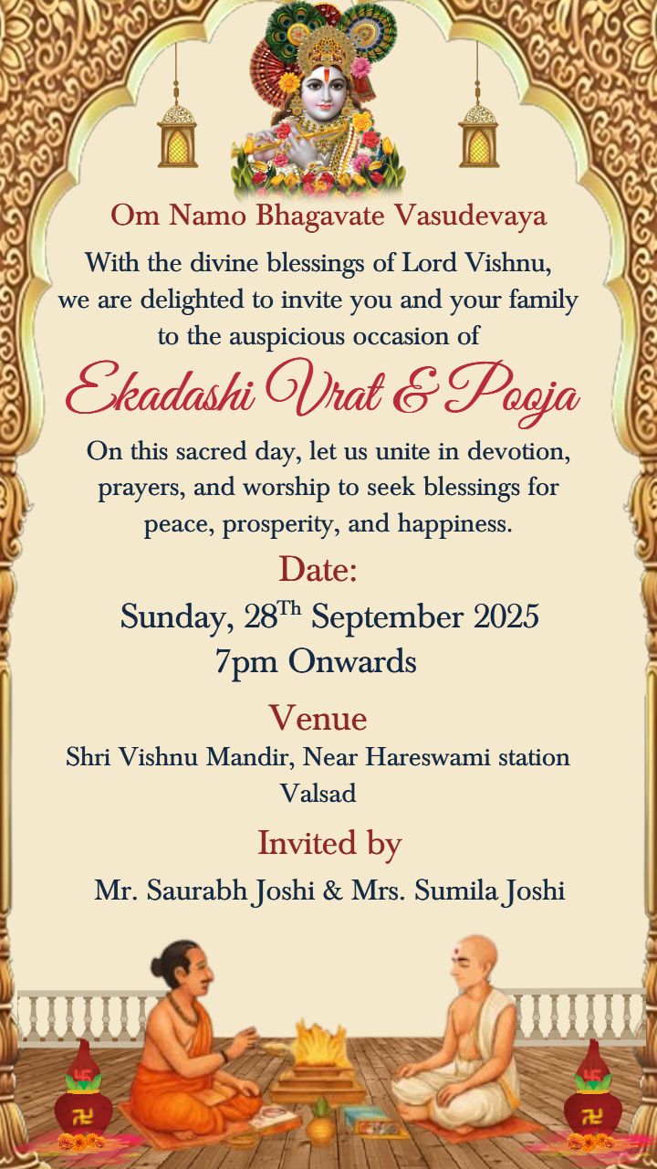 Ekadashi Invitation Card with Lord Vishnu Divine Grace