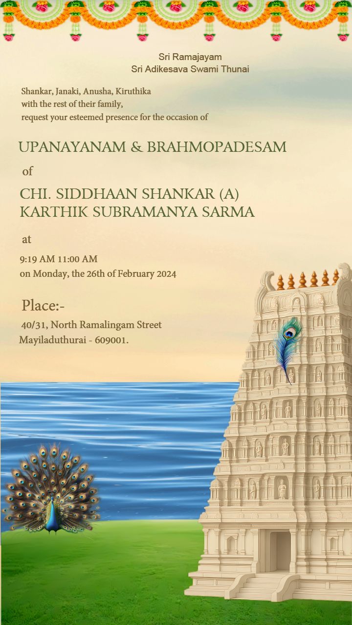Buy Upanayana Brahmopadesham Invitation Temple Theme