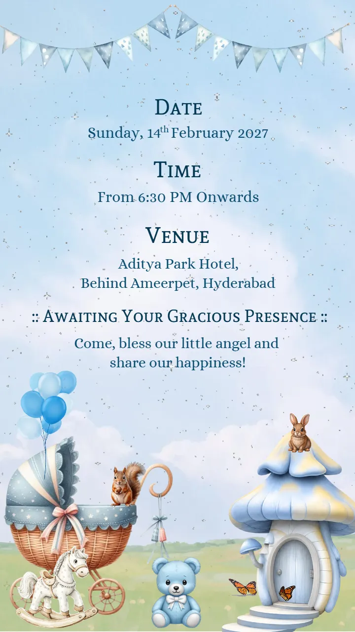 Cradle Ceremony Invitation Video with Adorable Animals