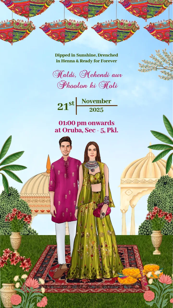 Indian wedding invitation video in modern travel style