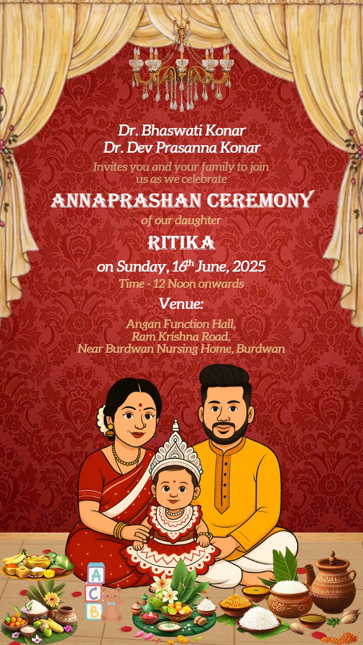 Royal Red Theme Annaprashan Invitation Video for Baby