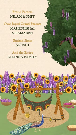 Baby Boy Announcement Images with Krishna Theme Art