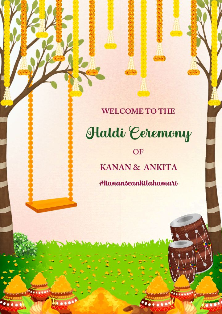 Printable Wedding Haldi Standee invitation Board Design