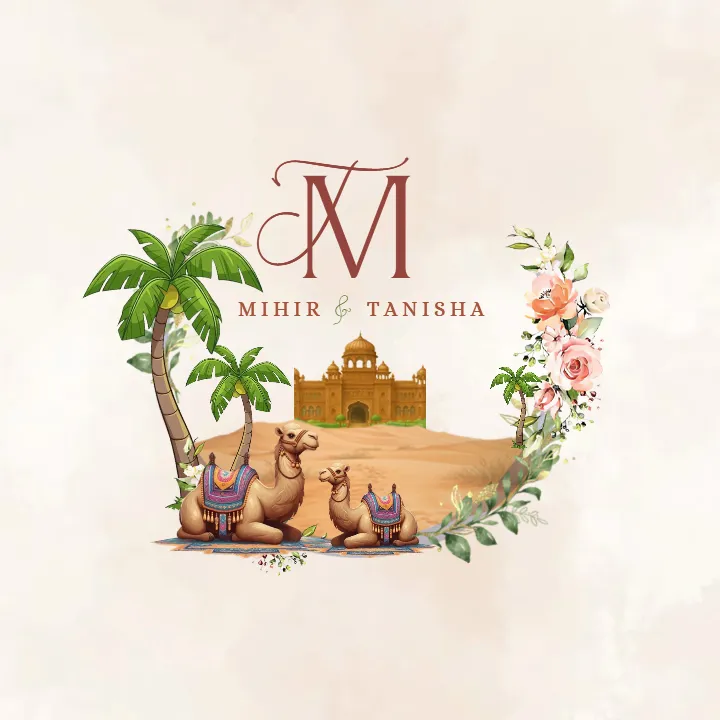 Wedding Monogram logo with Royal Rajasthani Theme