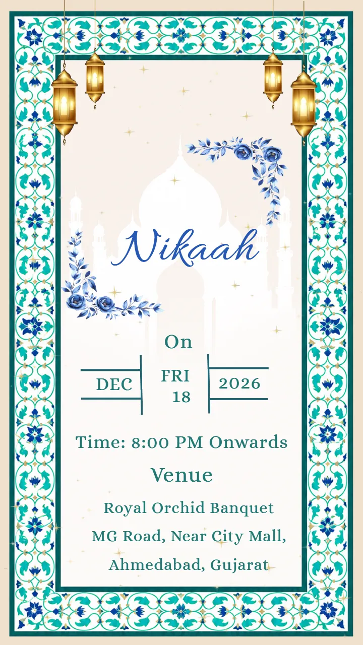 Muslim Wedding Invitation Video with Premium Floral Border