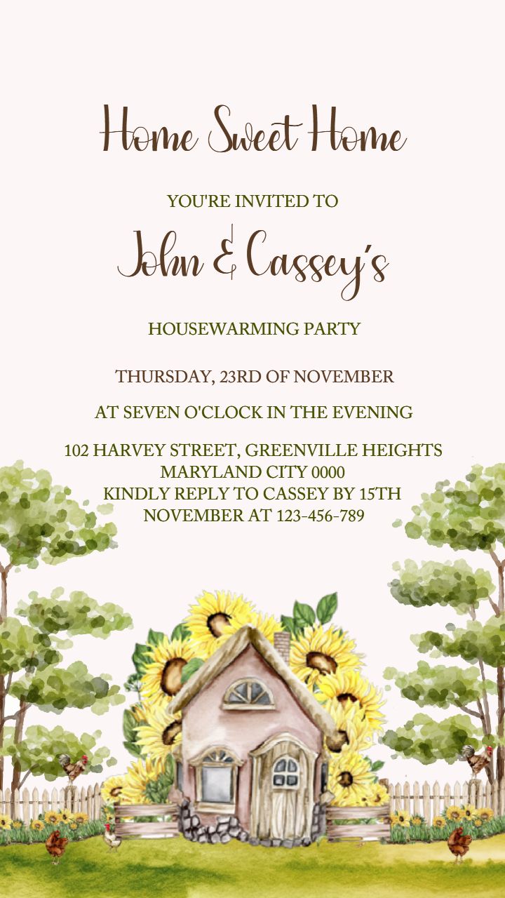 Housewarming Party Invitations With Floral Charm