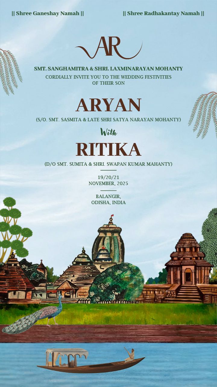 Temple-Inspired Wedding Invitation card Templates