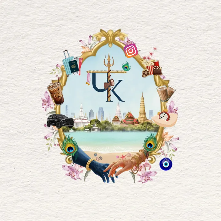 Wedding monogram featuring royal frames and cultural icons