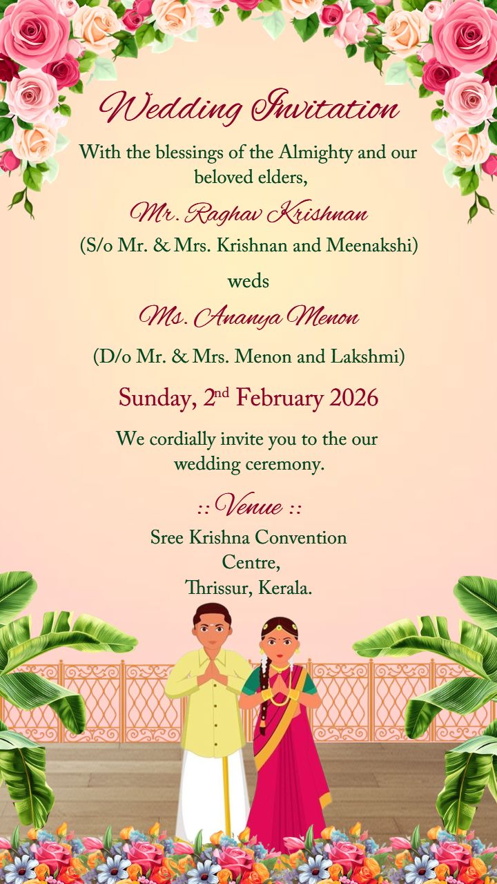 South Indian Wedding Card Design for Hindu Marriages