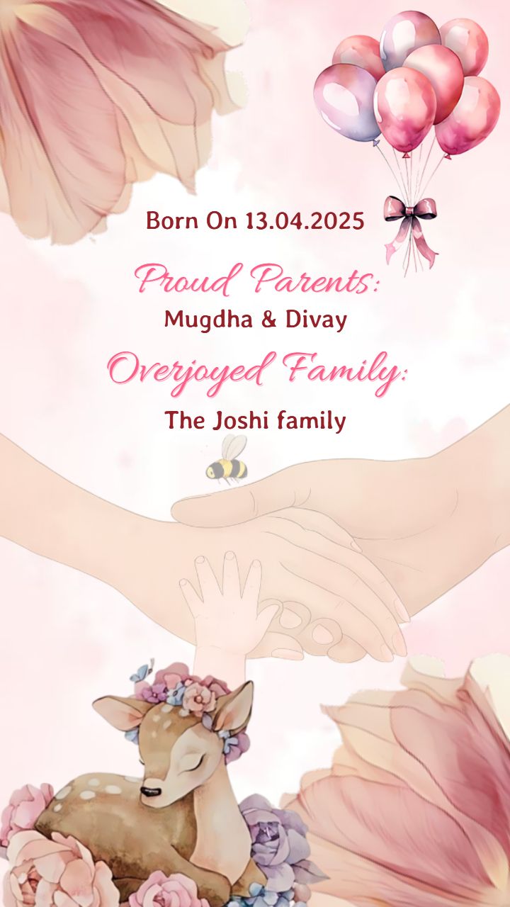 Its a Baby Girl Announcement with Deer and Nature Style