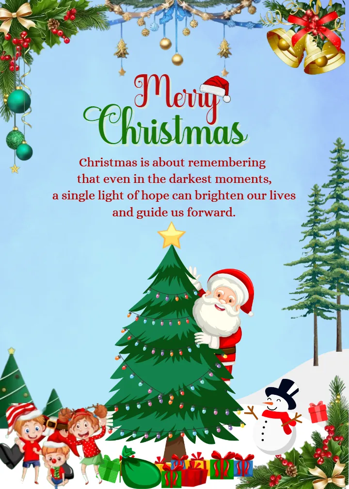 Festive Christmas Wishes Poster with Santa and Tree Magic