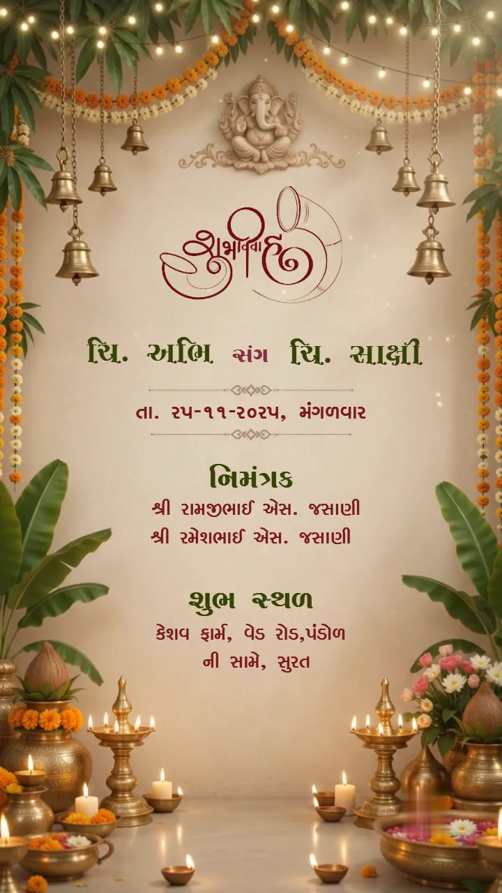 3D Gujarati Wedding Invitation Video for Grand Celebrations