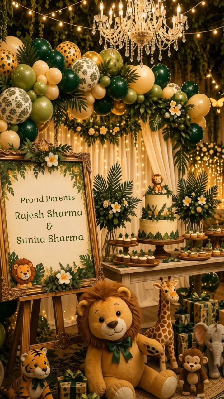 Jungle Safari 1st Birthday Invitation Video for Celebration