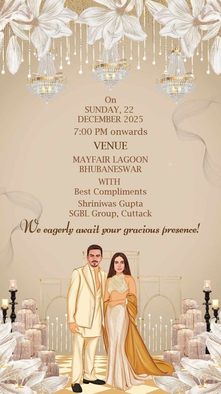 Reception Invitation Video Template With Floral Golden Glow