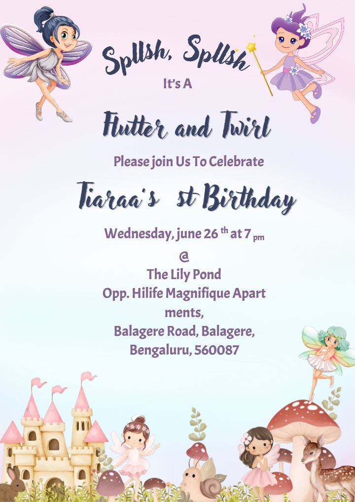 Magical Template for 1st Birthday Invitation for Baby Girl