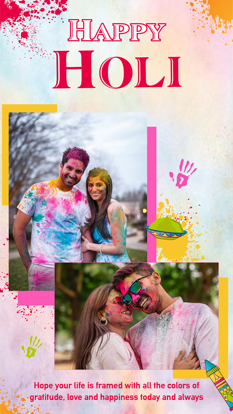 Happy Holi Instagram Photo Collage Story Post