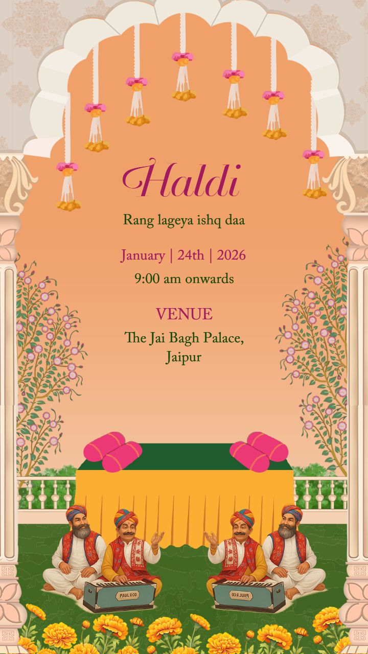 Peacock theme Royal Rajasthani Wedding Invite