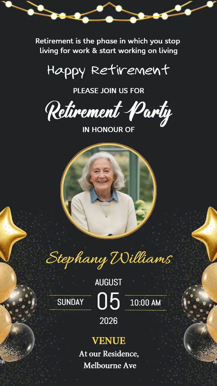 Retirement Party Invitation Card with Modern Design