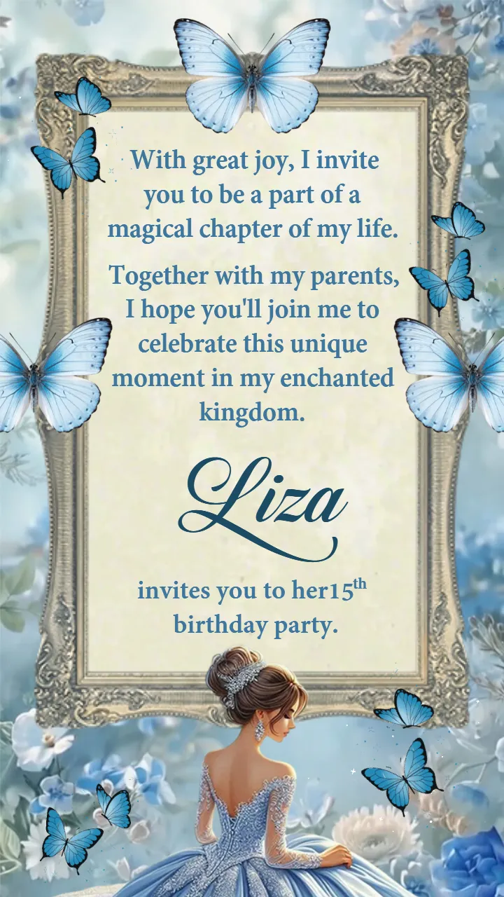 Birthday Invitation VIdeo for Blue Butterfly Floral Theme