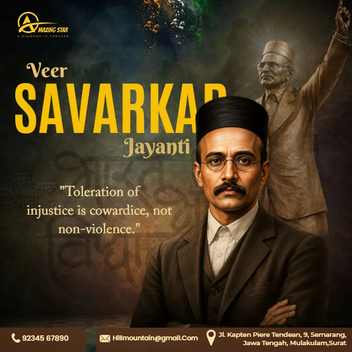 Creative Veer Savarkar Jayanti Branding Post in English