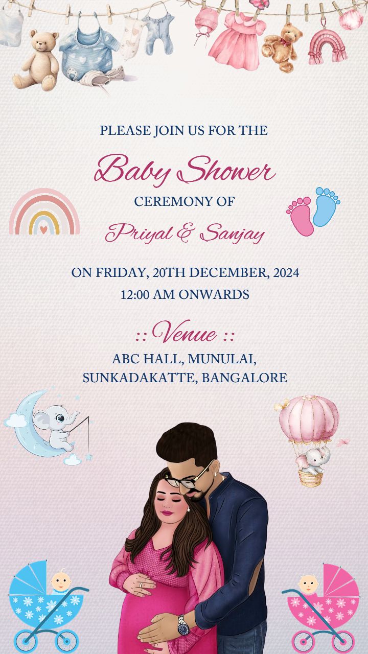 Blessed With Baby Announcement for Family Celebrations