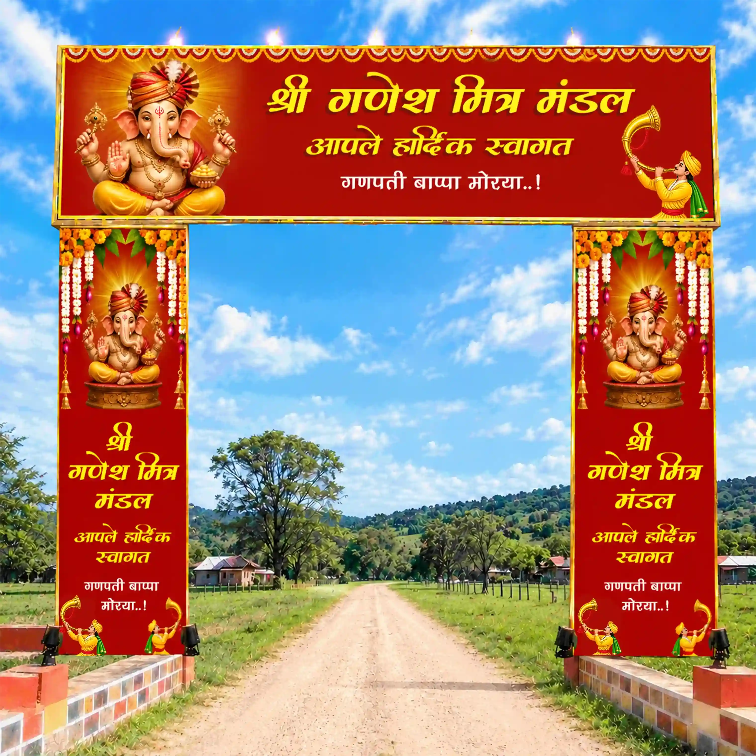 Ganesh utsav gate Design with Traditional Marathi Theme