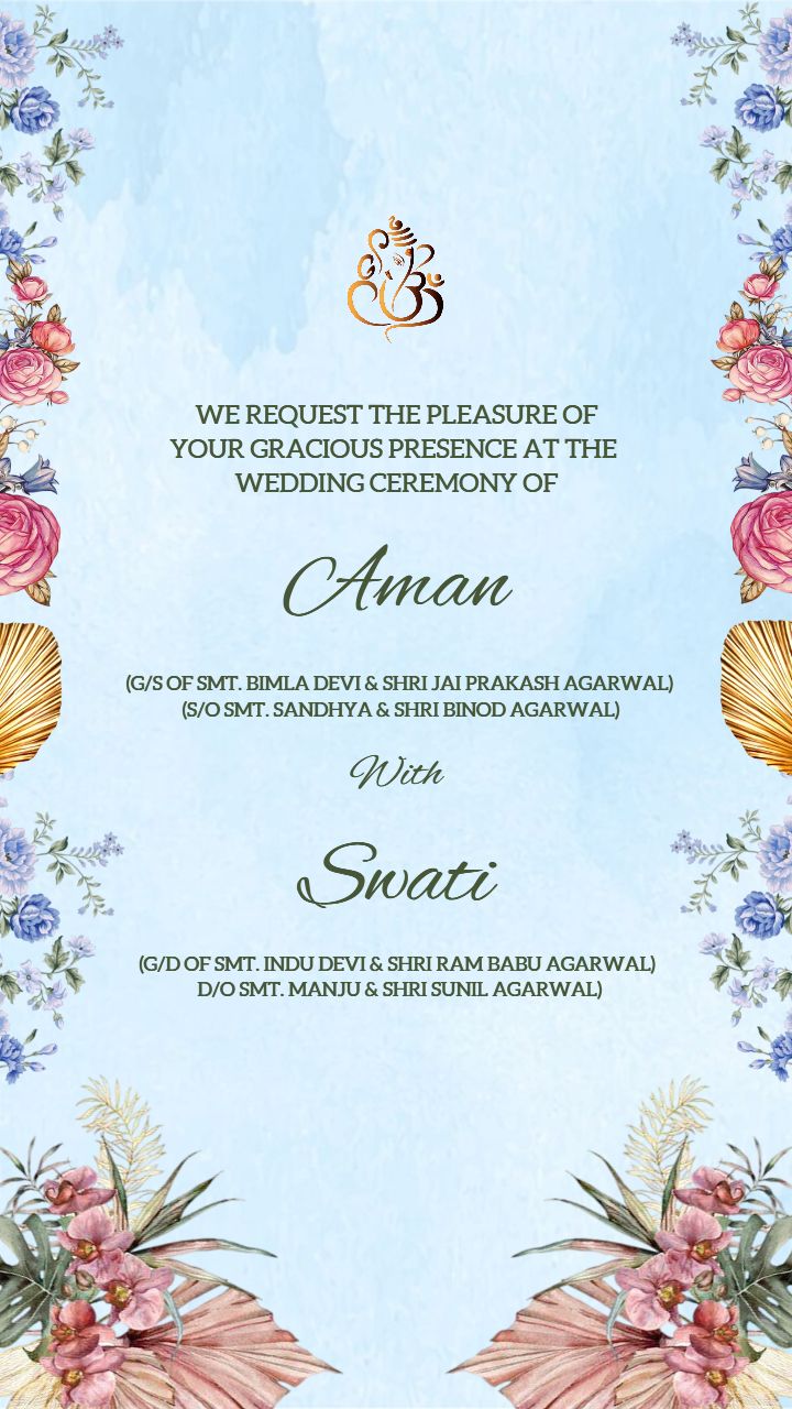 Pink Theme Wedding Invitation Card Design
