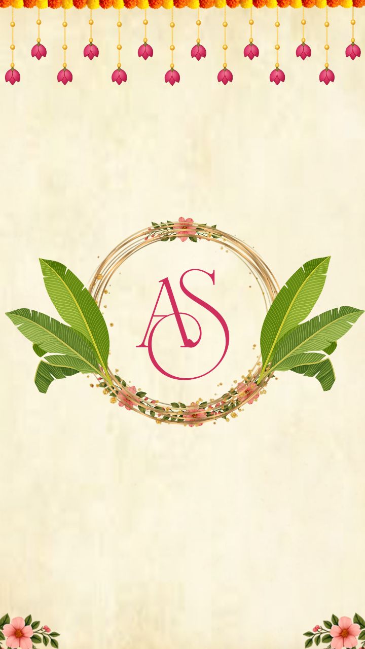 Floral Circle Monogram Engagement Invitation Card