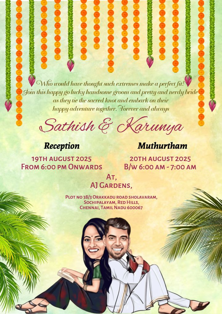 Editable South Indian wedding invitation designs
