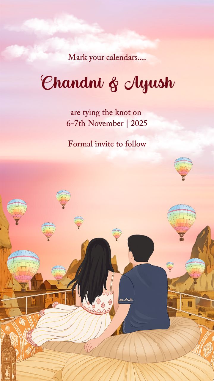 Hot Air Balloon Theme Wedding Invitation Video Template