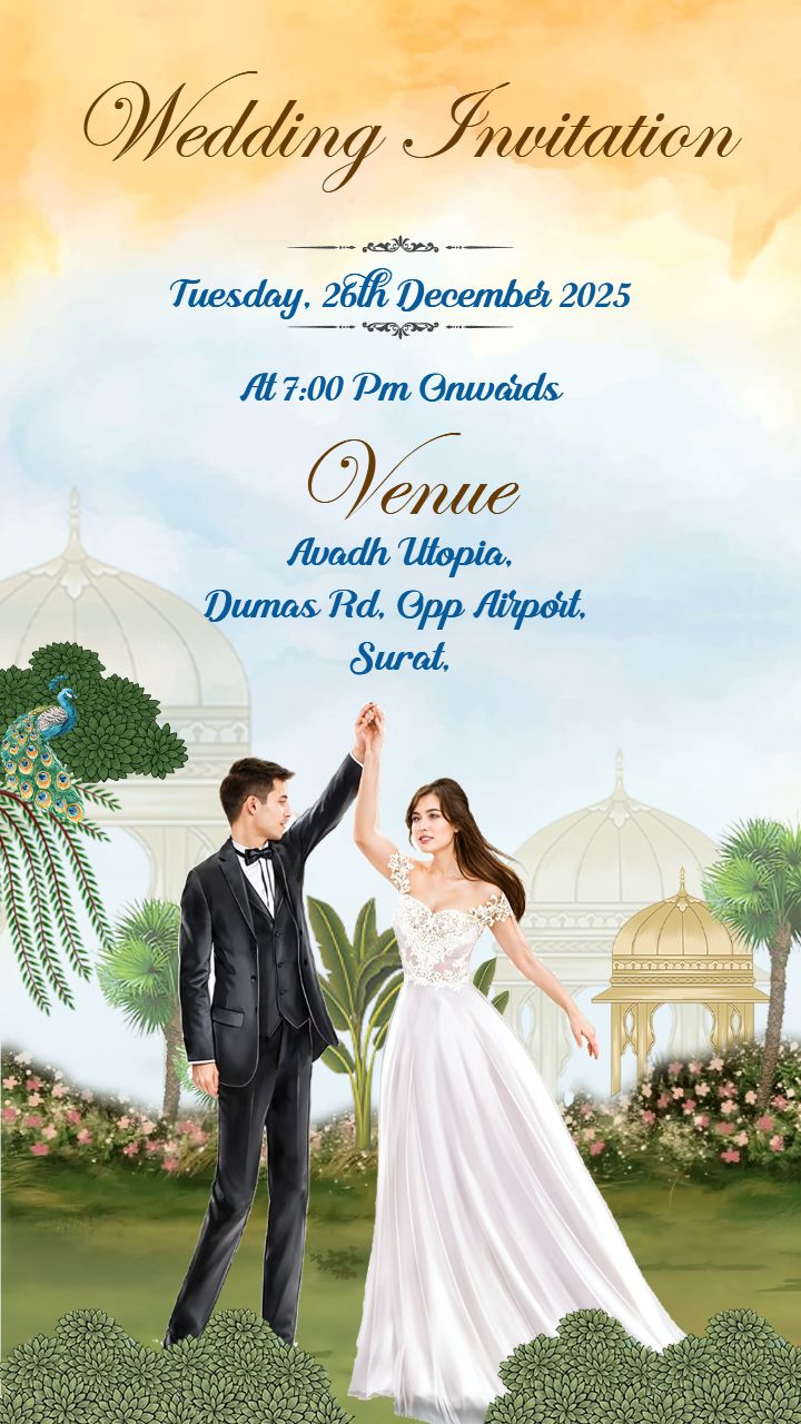 Romantic Wedding Invitation Template With Stylish Couples