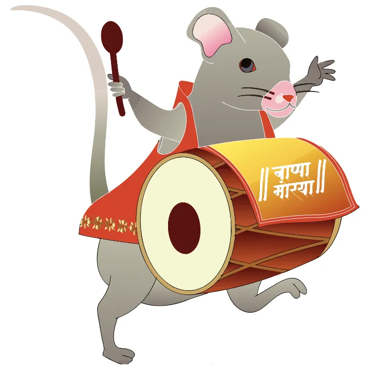 Ganesh Chaturthi Cut Out Design with Cute Mouse Artwork