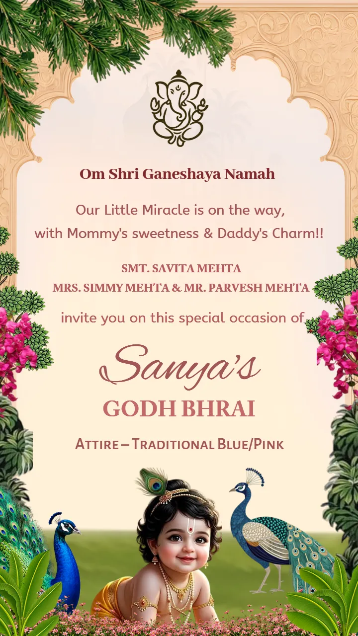 Godh Bharai Invitation Video with Divine Krishna Theme