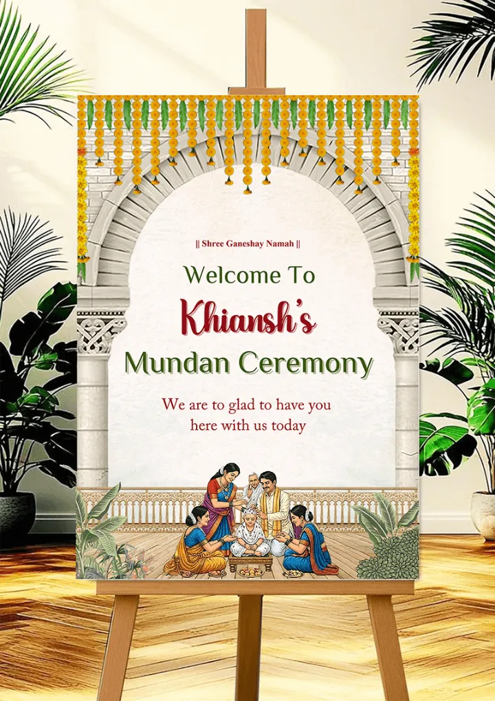 Welcome Board for Mundan Ceremony Ganesh Blessings