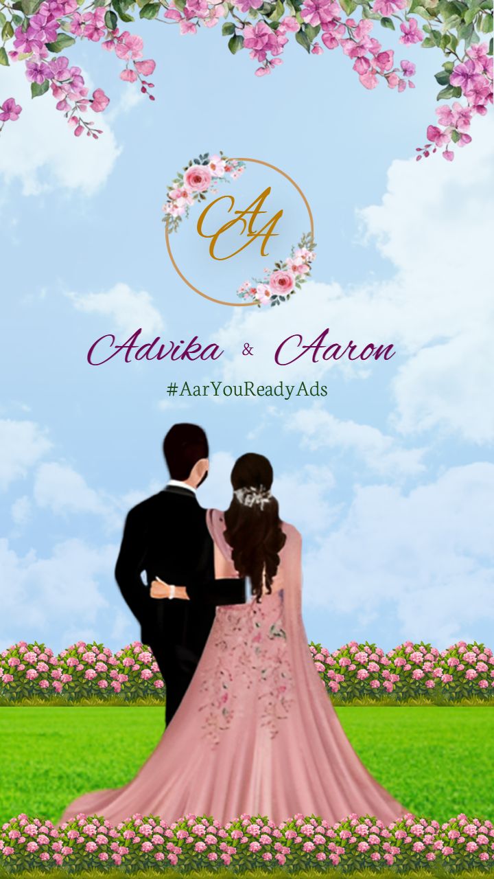 Sky and Blossom Themed Engagement Invitation Card
