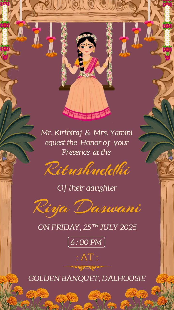 Elegant Card for Ritushuddhi Ceremony Invitation Template