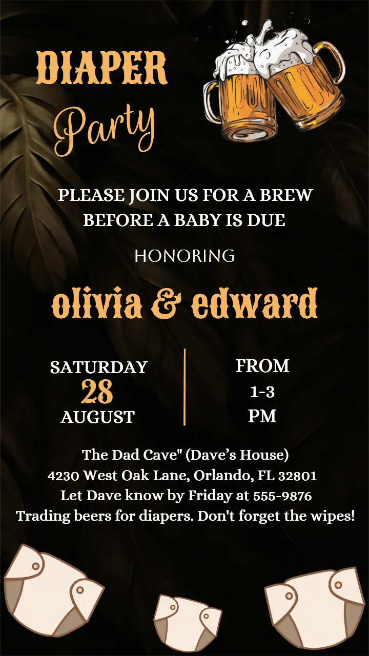 Diaper party invitations for a Fun Dad-to-Be Bash