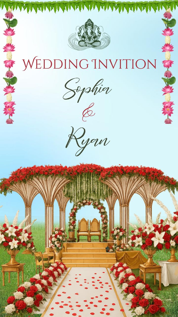 Red and Gold Bengali wedding Invitation Video Templates