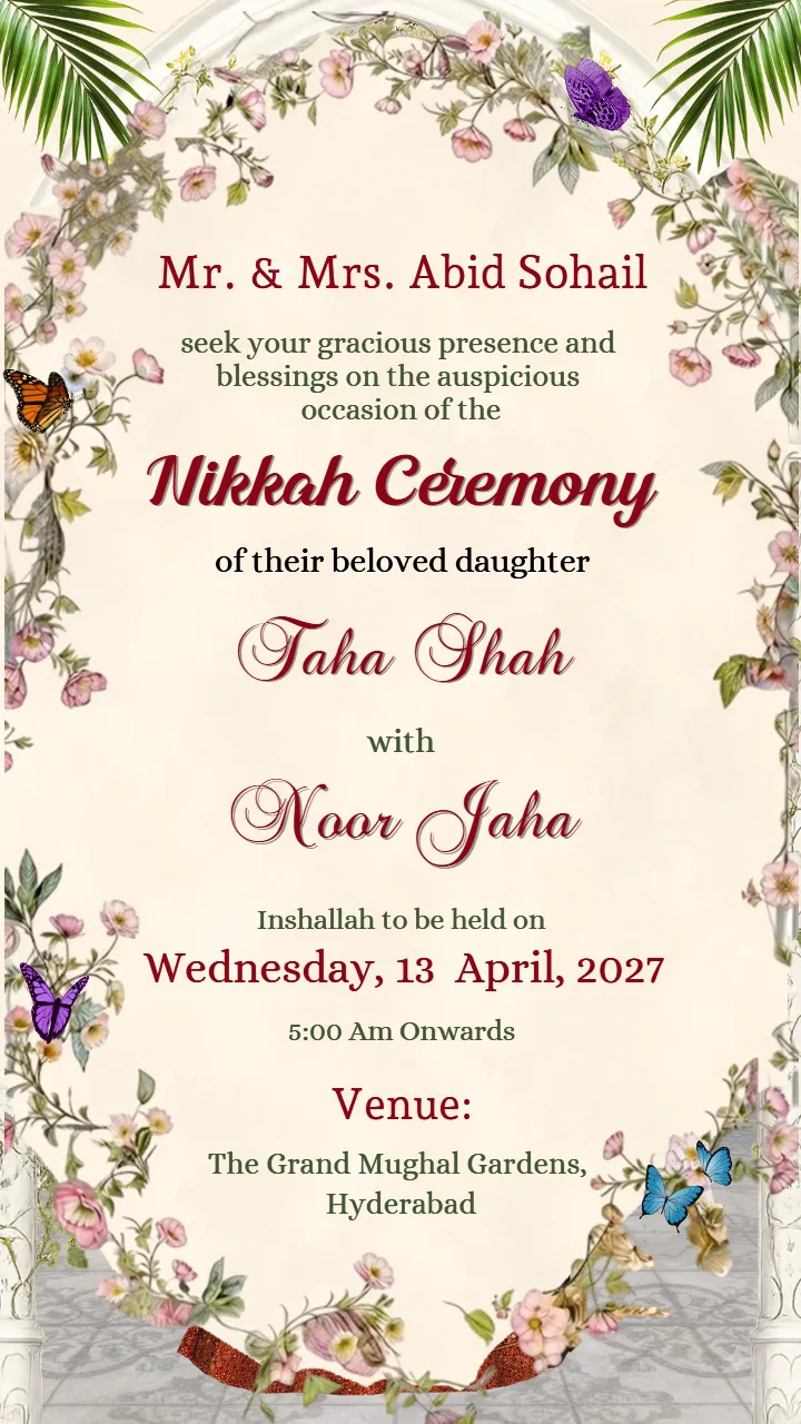 Nikah Ceremony Invitation Video with Elegant Floral Theme