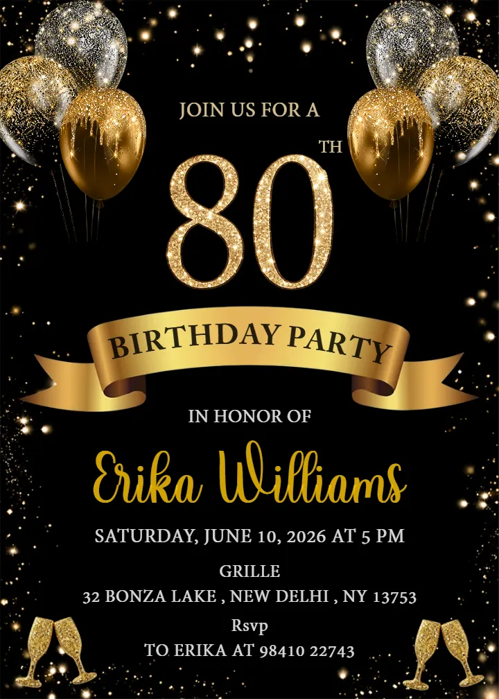 80th Birthday Invitation Templates Free Premium