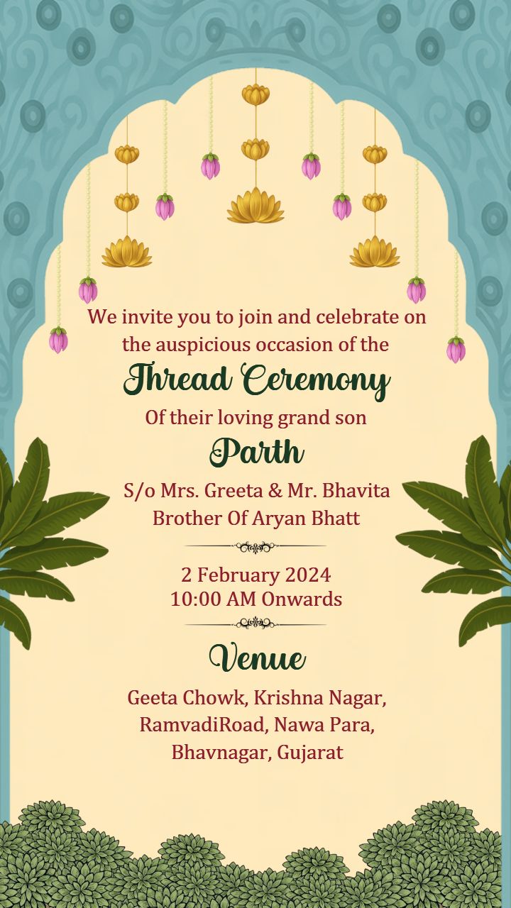Thread Ceremony Invitation Video In English Modern Style
