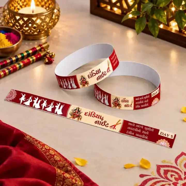 Navratri Wristband in Gujarati for Event Entry