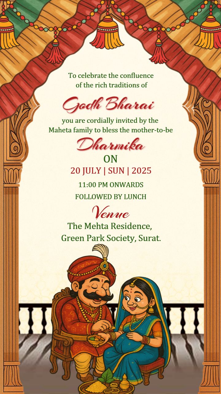 Invitation Video For Godh Bharai Ceremony With Royal Art
