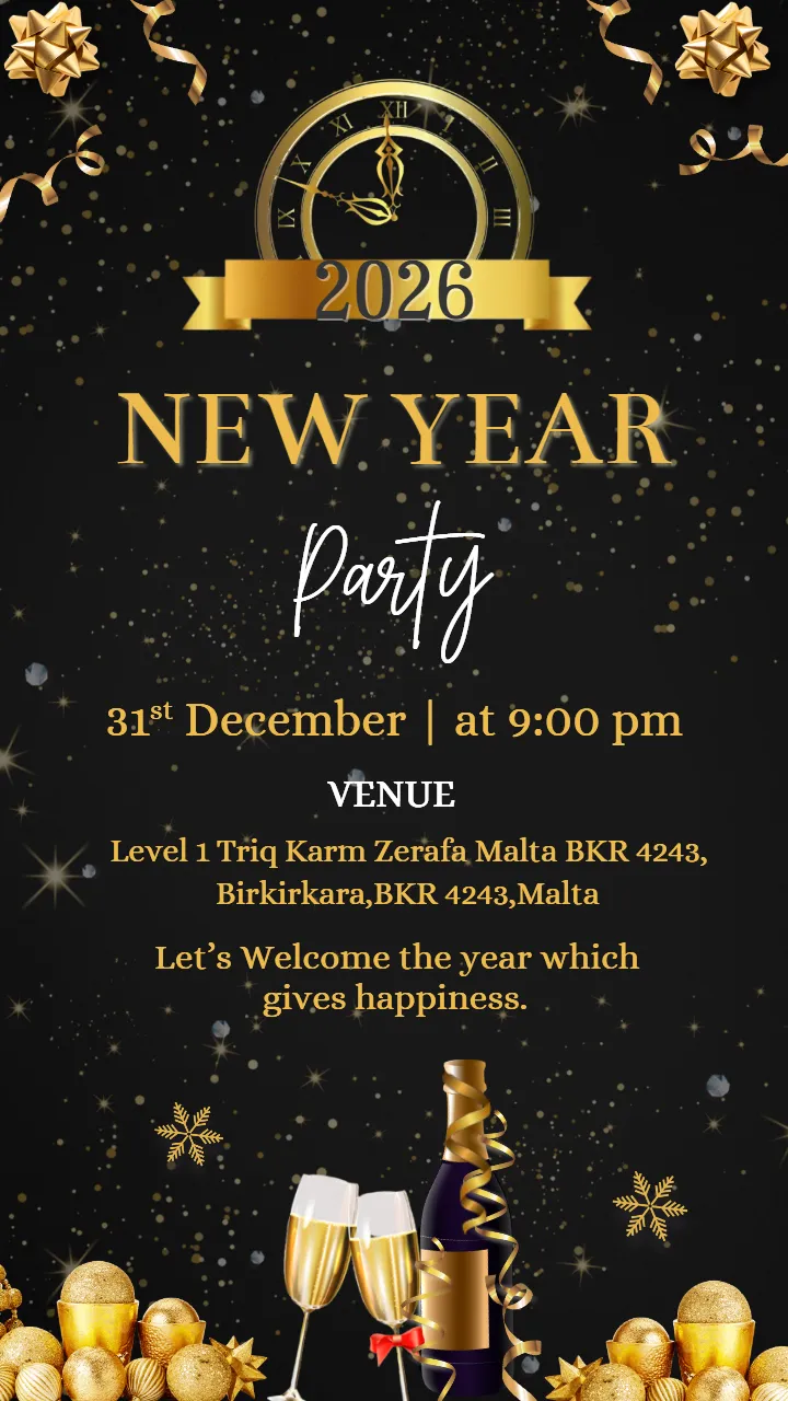 New Year 2026 Invitation Party Card for Grand Celebration