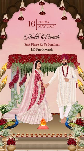 Royal Scroll Rajasthani Wedding Invitation Template Online