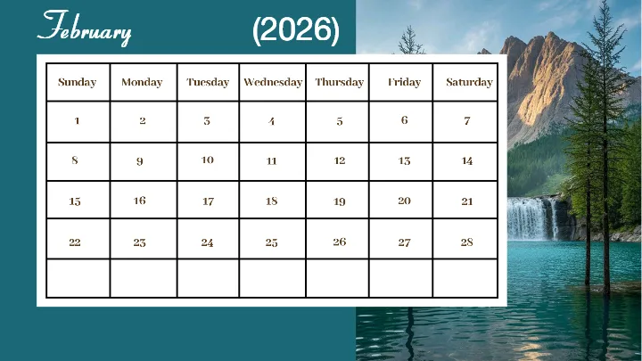 Calendar templates for 2026 mountain sunrise theme