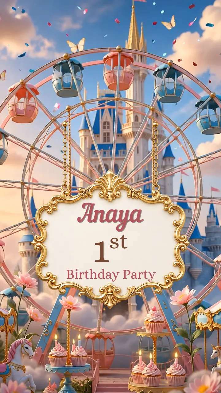 3D Birthday invitation video for Baby Princess Theme
