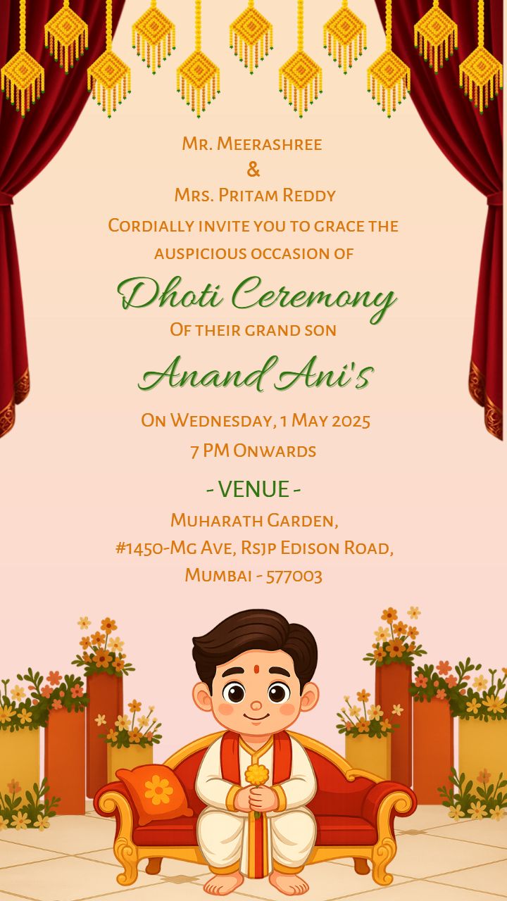 Dhoti function Invitation for a Special Celebration